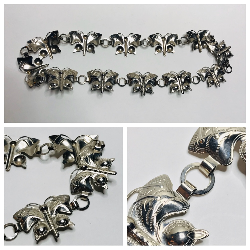 Belt Silver Toned Metal Butterfly Waist Boho NEW